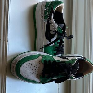 Jordan Green and White Sneakers with Black Details